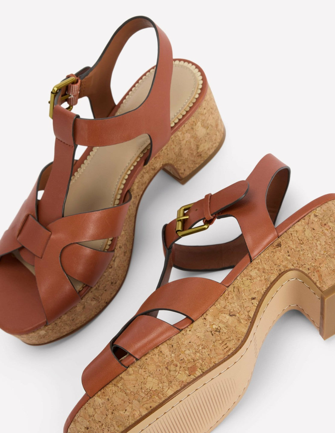 T-bar Wedge Sandals-Tan / Boden Outlet