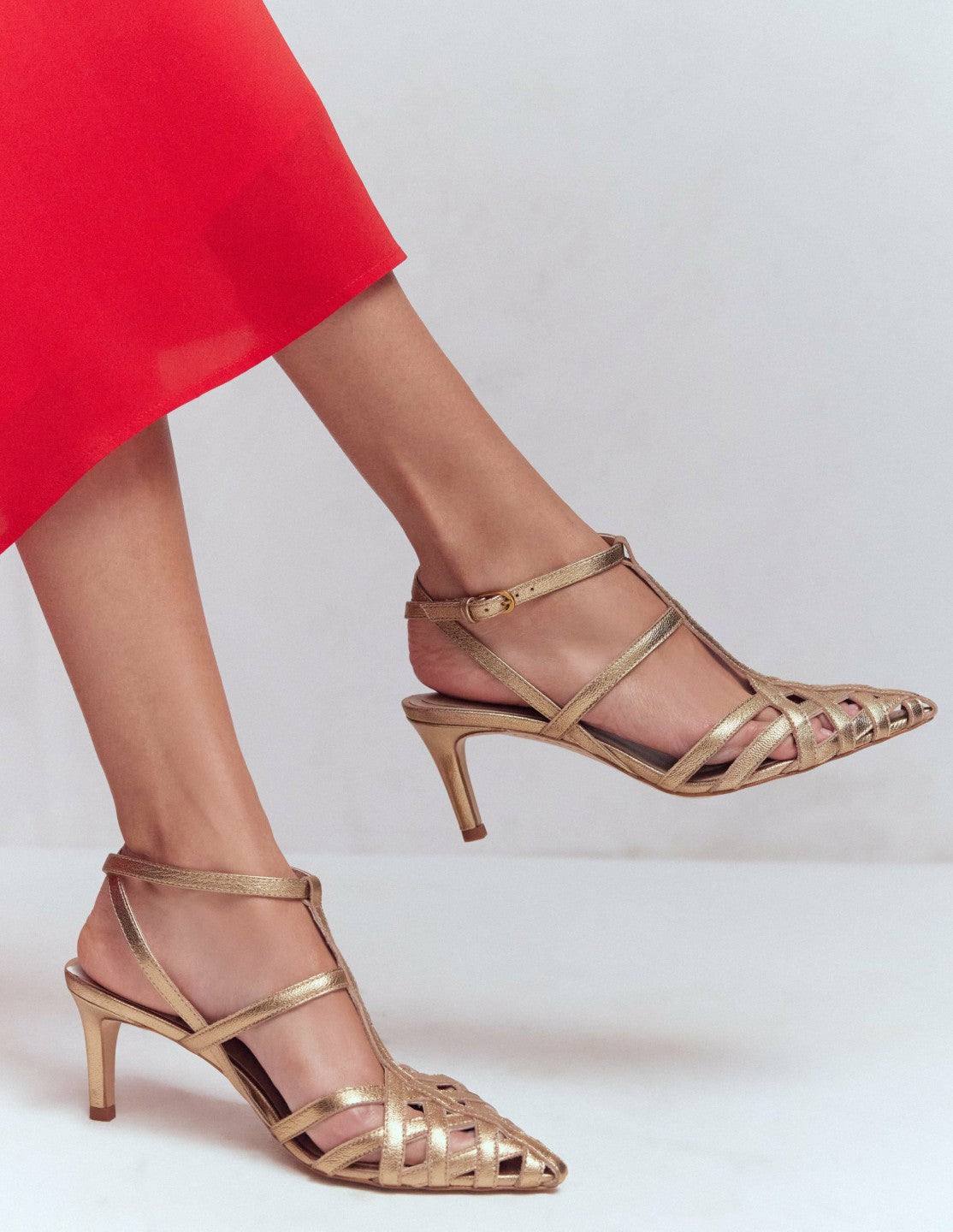 Cage Front Heels-Gold / Boden Discount