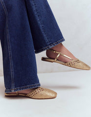 Woven Slingback Flats-Gold / Boden