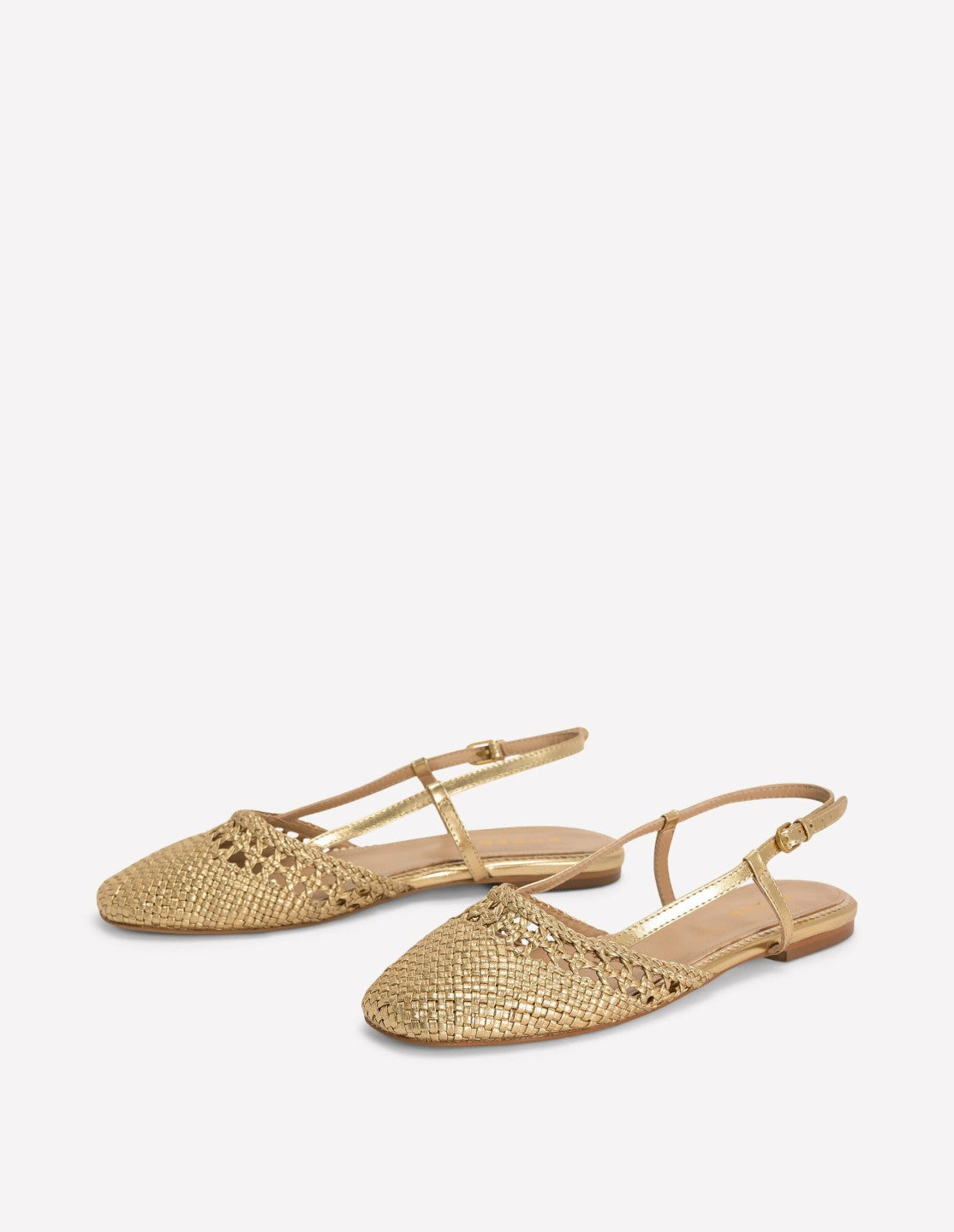 Woven Slingback Flats-Gold / Boden