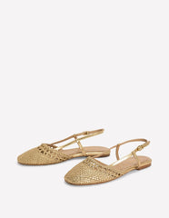 Woven Slingback Flats-Gold / Boden