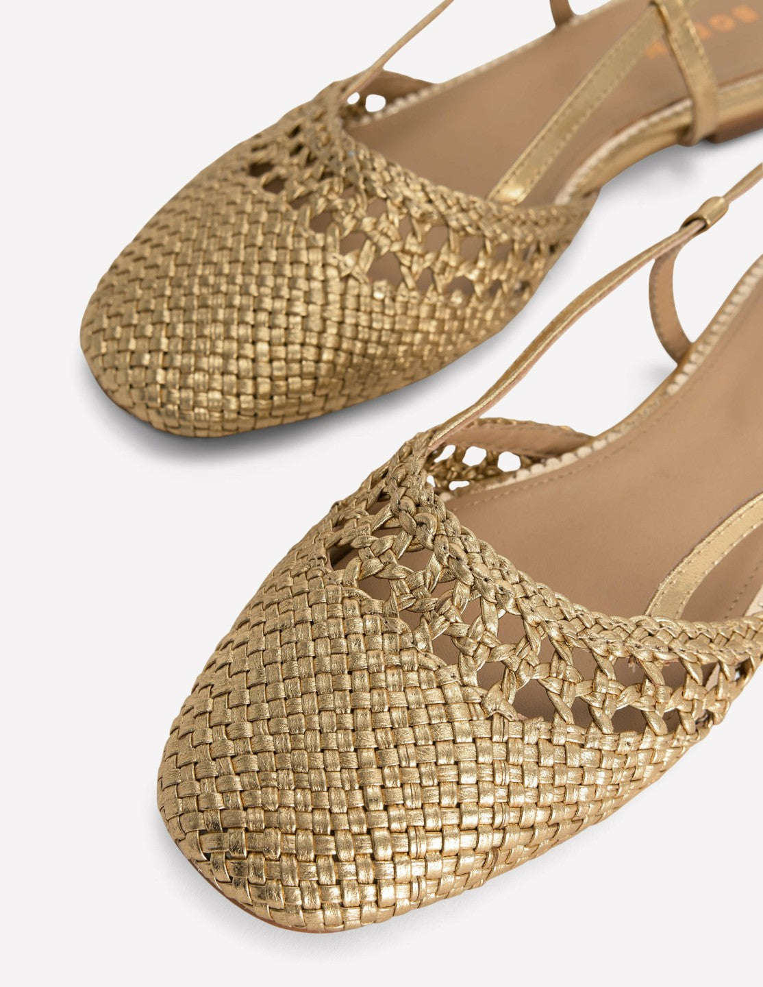 Woven Slingback Flats-Gold / Boden
