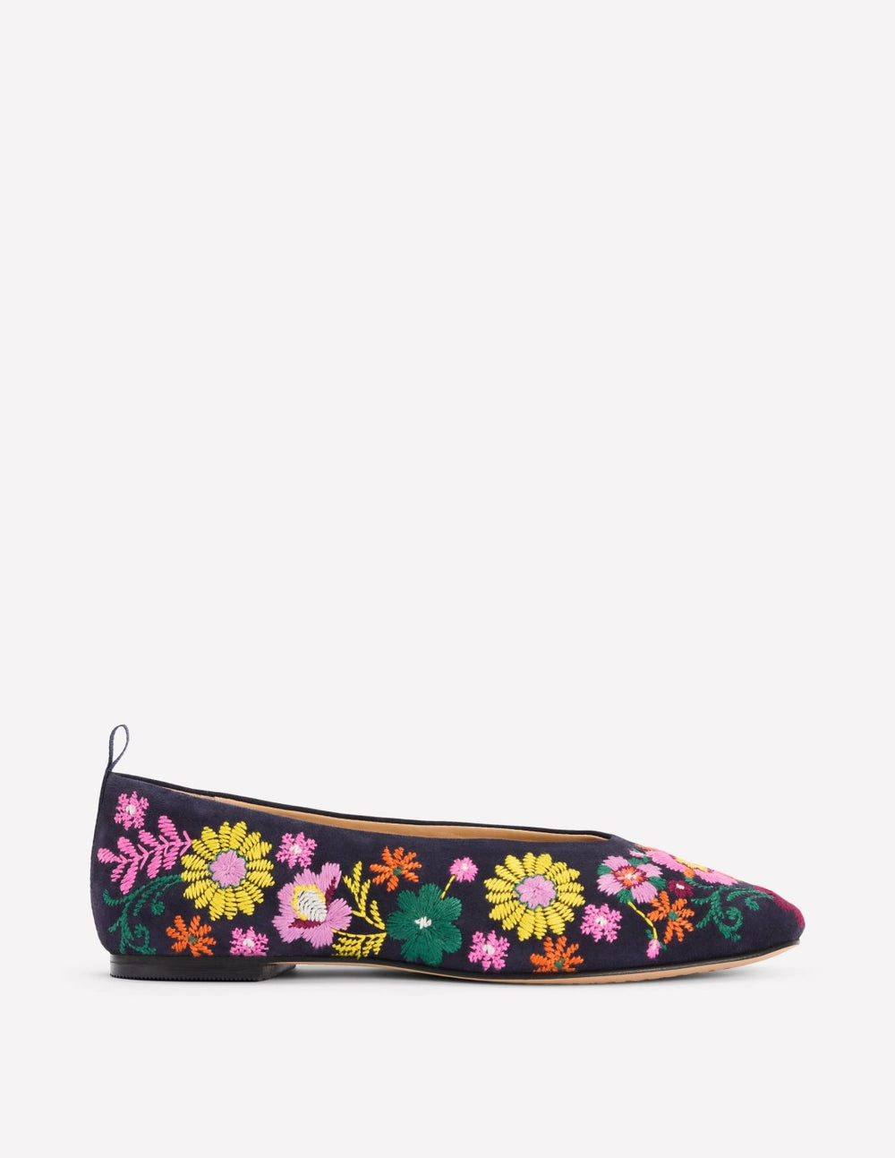 High Cut Ballet Flats-Navy/Embroidery / Boden Outlet