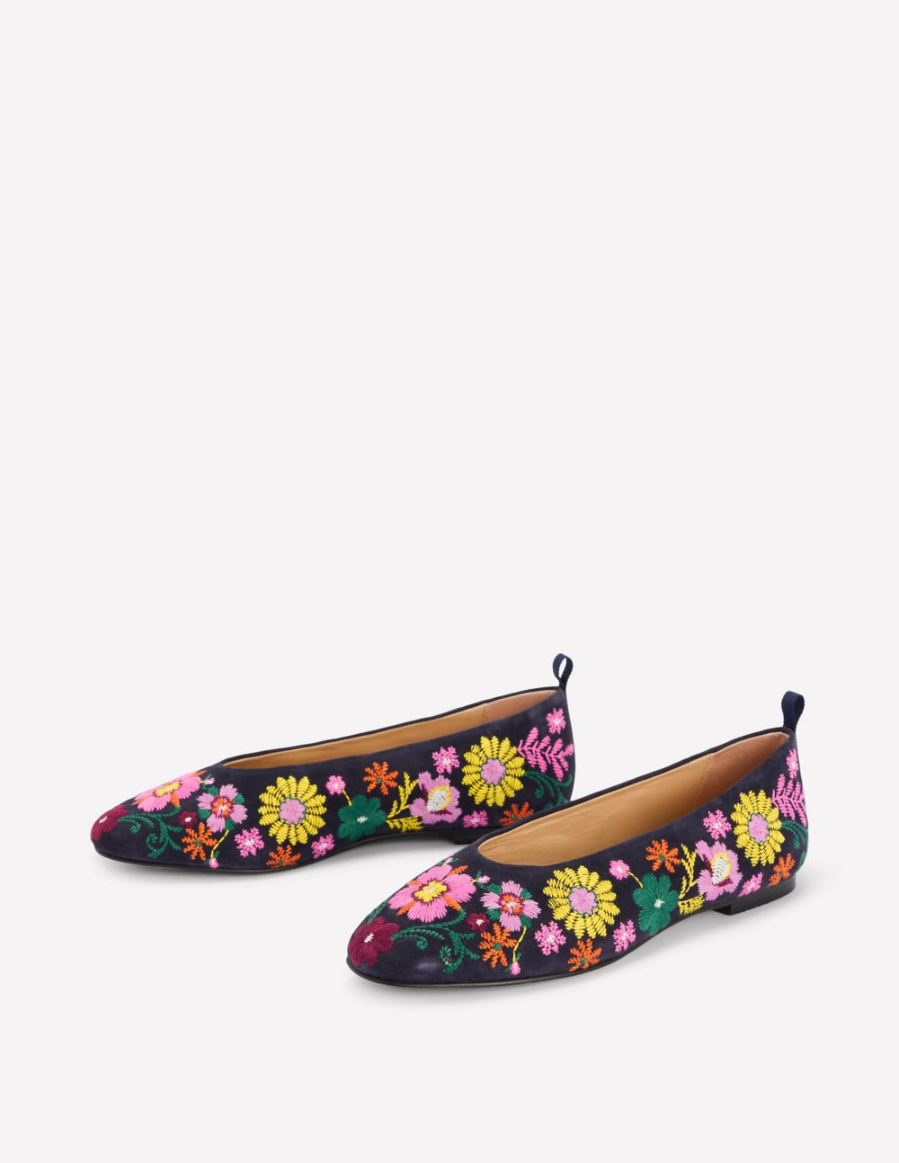 High Cut Ballet Flats-Navy/Embroidery / Boden Outlet