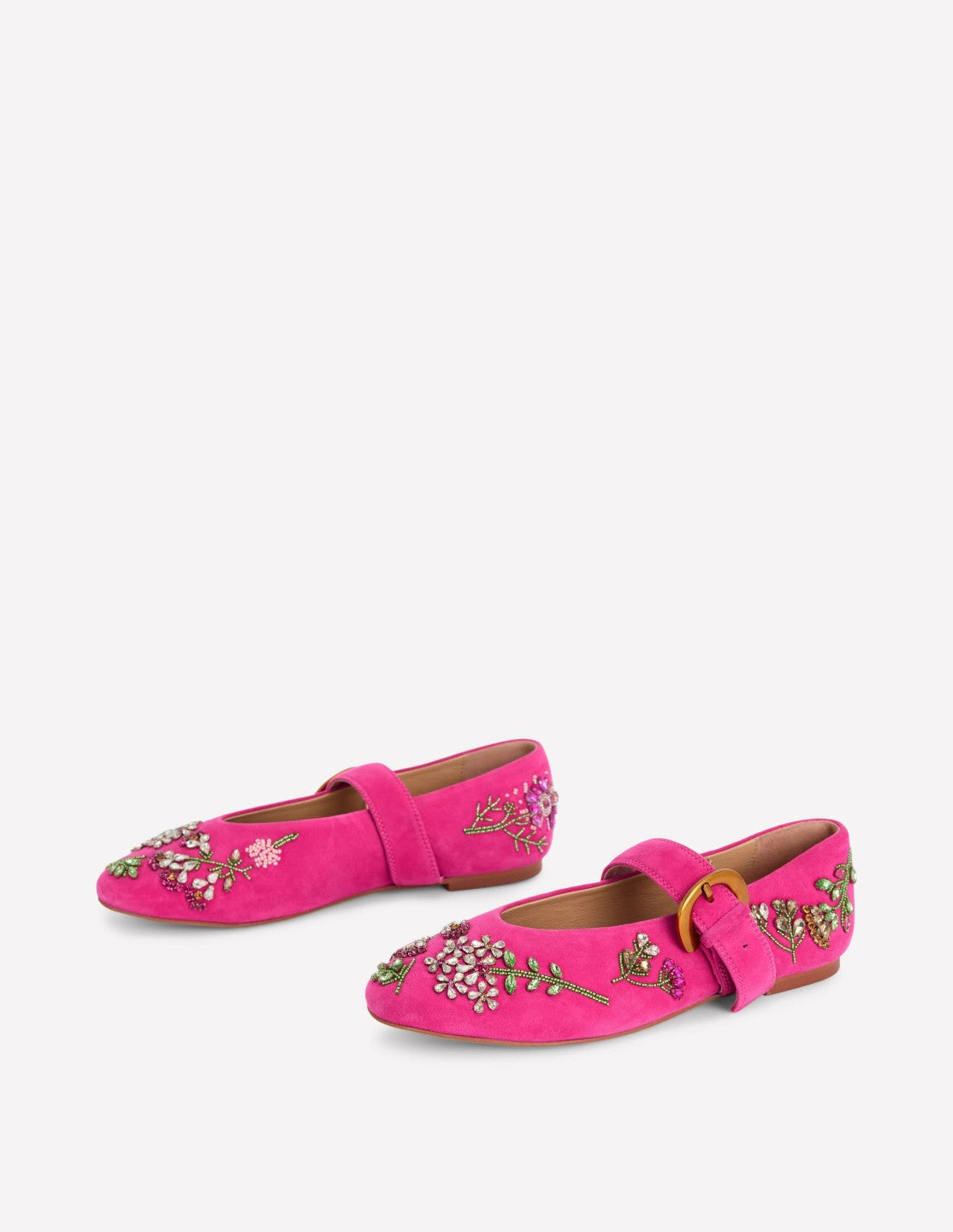 Kylie Flat Buckle Mary Janes-Embellished Pink / Boden Discount