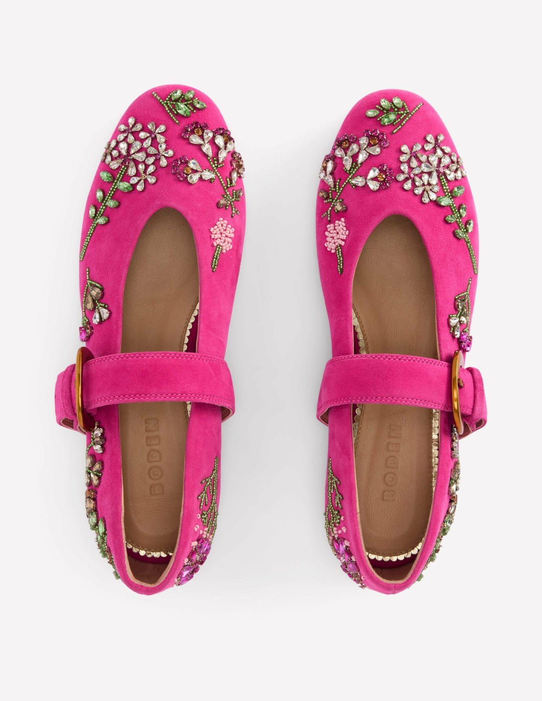Kylie Flat Buckle Mary Janes-Embellished Pink / Boden Discount