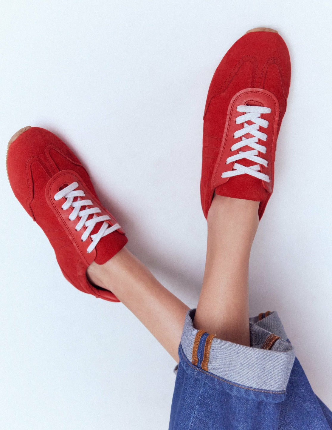 Delphine Slim Sole Trainers-Red / Boden Sale