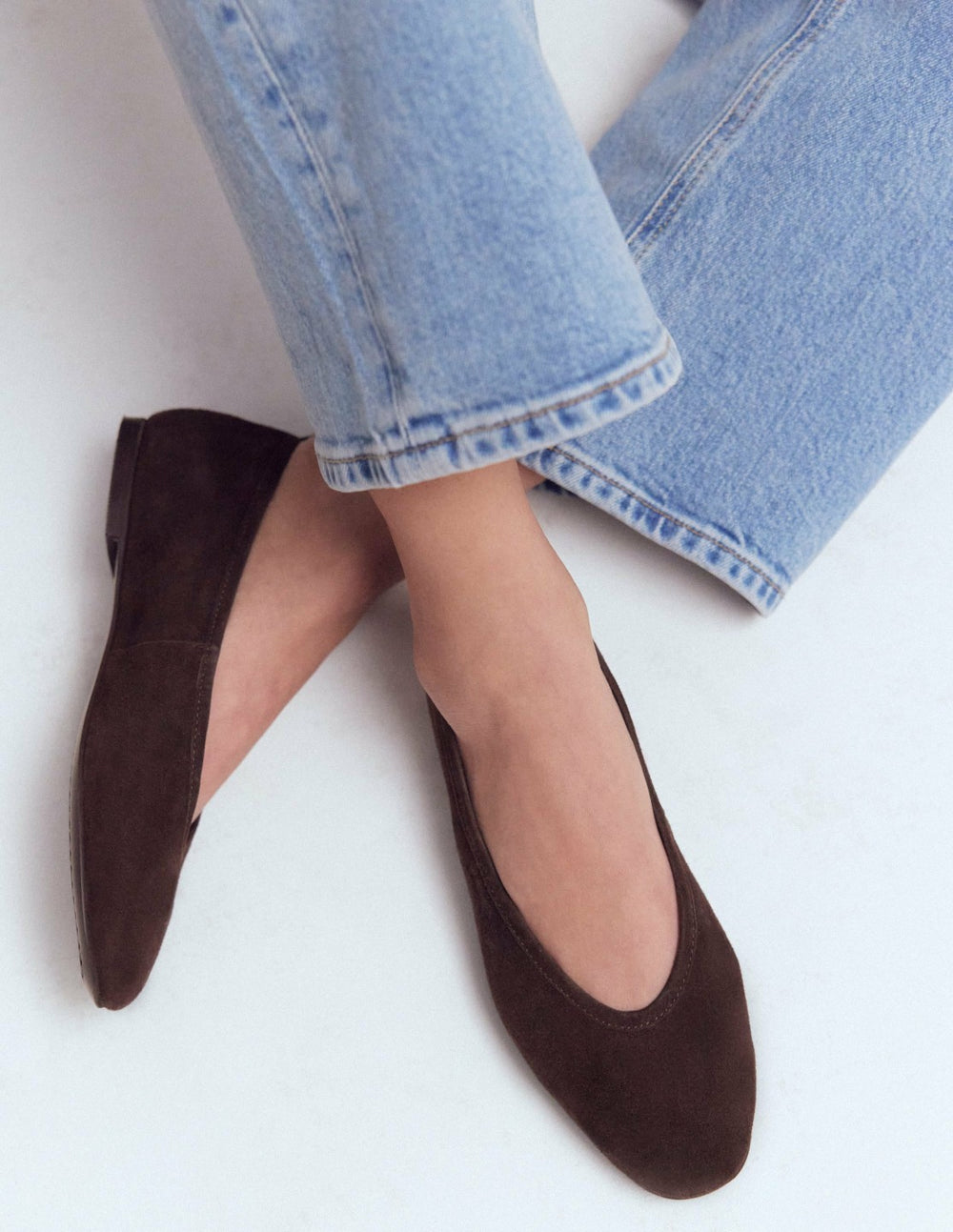 High Cut Ballet Flats-Bitter Chocolate / Boden Online
