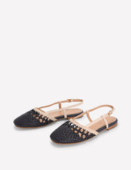 Woven Slingback Flats-Navy/Ivory / Boden Discount