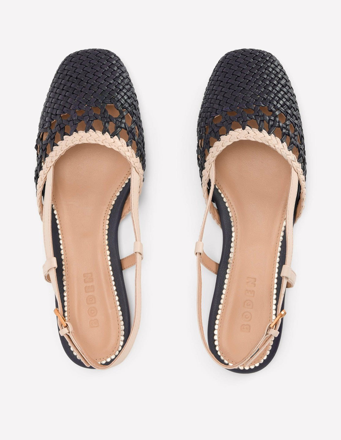 Woven Slingback Flats-Navy/Ivory / Boden Discount