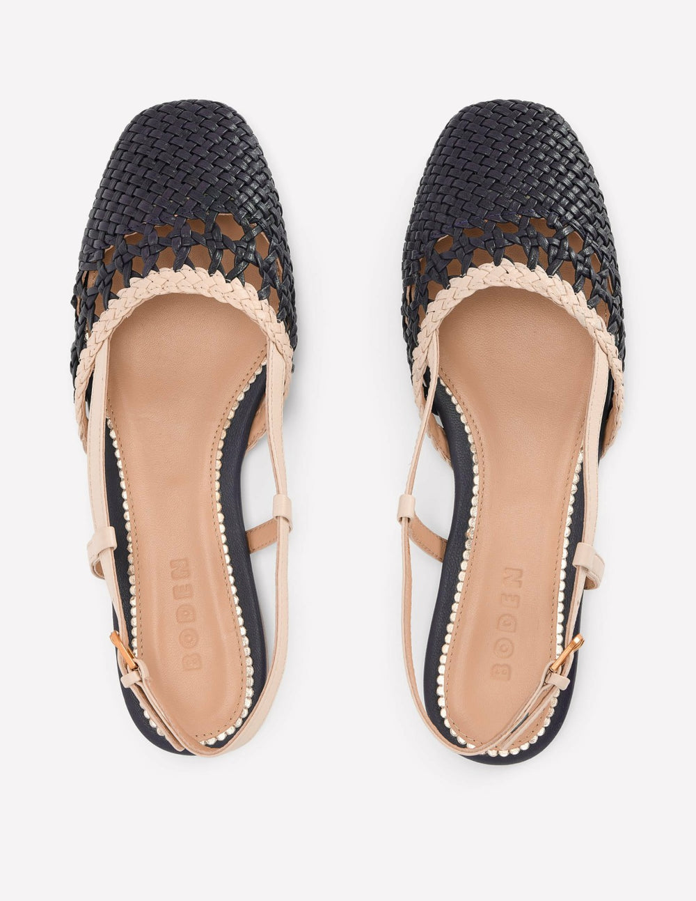 Woven Slingback Flats-Navy/Ivory / Boden Discount