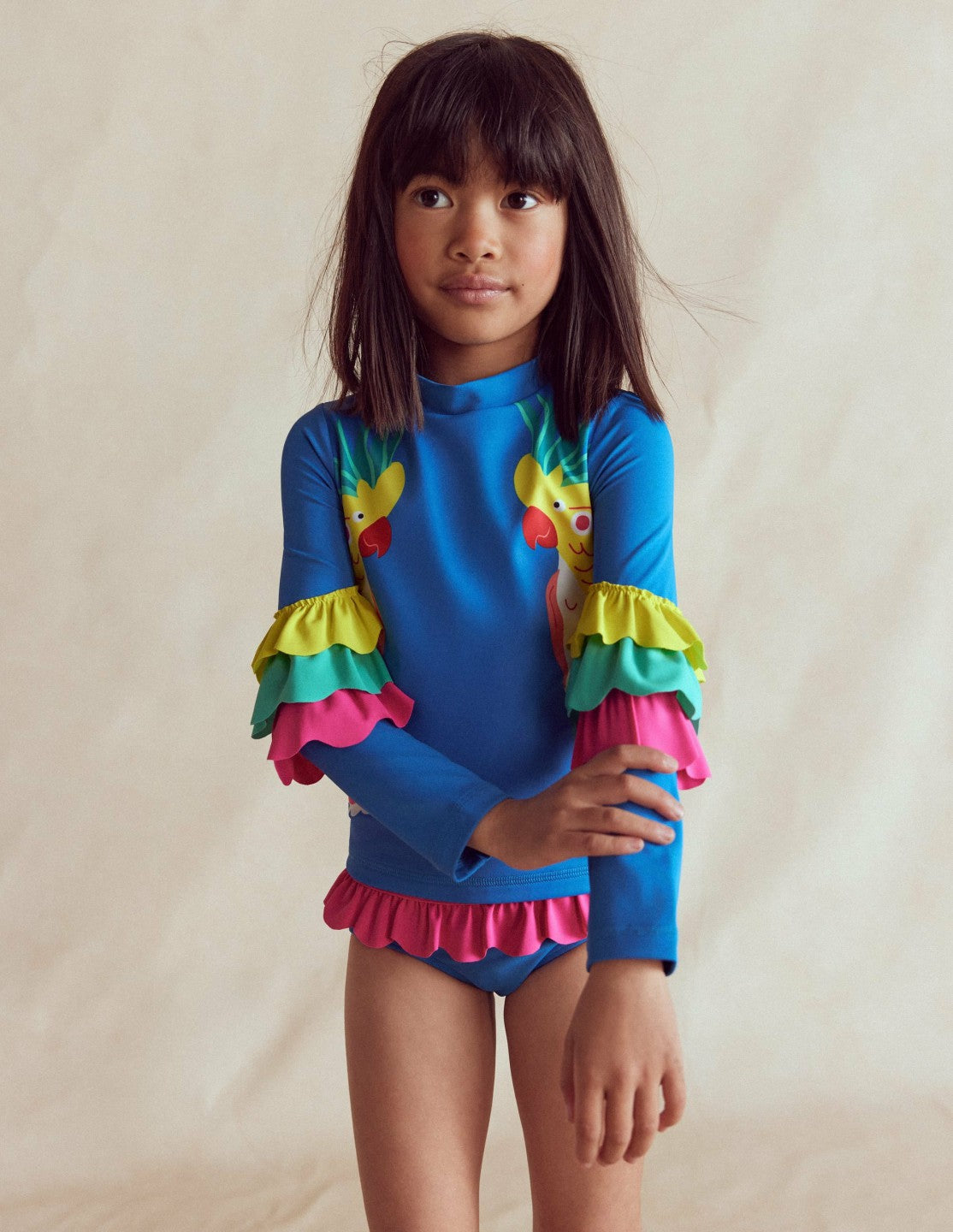 Appliqué Rash Vest Set-Azure Blue Parrot / Boden Outlet