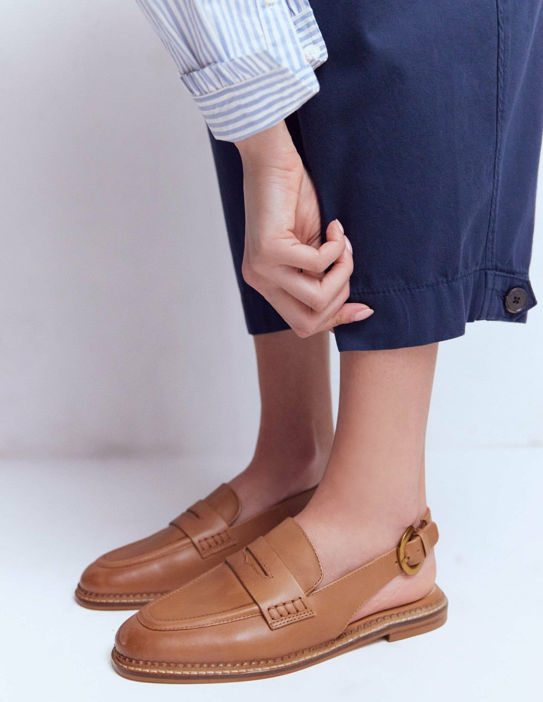 Nya Slingback Penny Loafers-Tan / Boden Discount