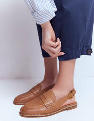Nya Slingback Penny Loafers-Tan / Boden Discount