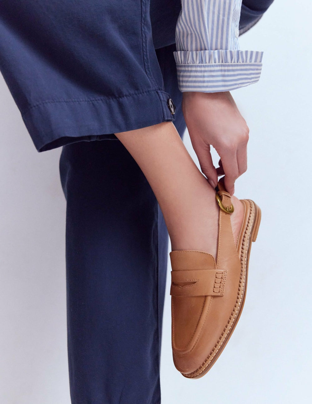 Nya Slingback Penny Loafers-Tan / Boden Discount