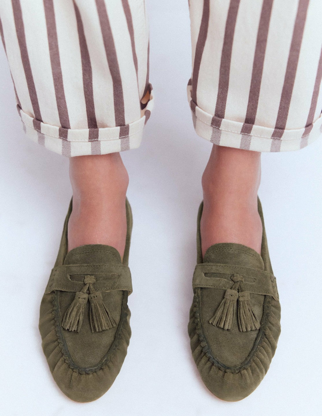 Soft Ruched Loafers-Deep Olive / Boden Sale