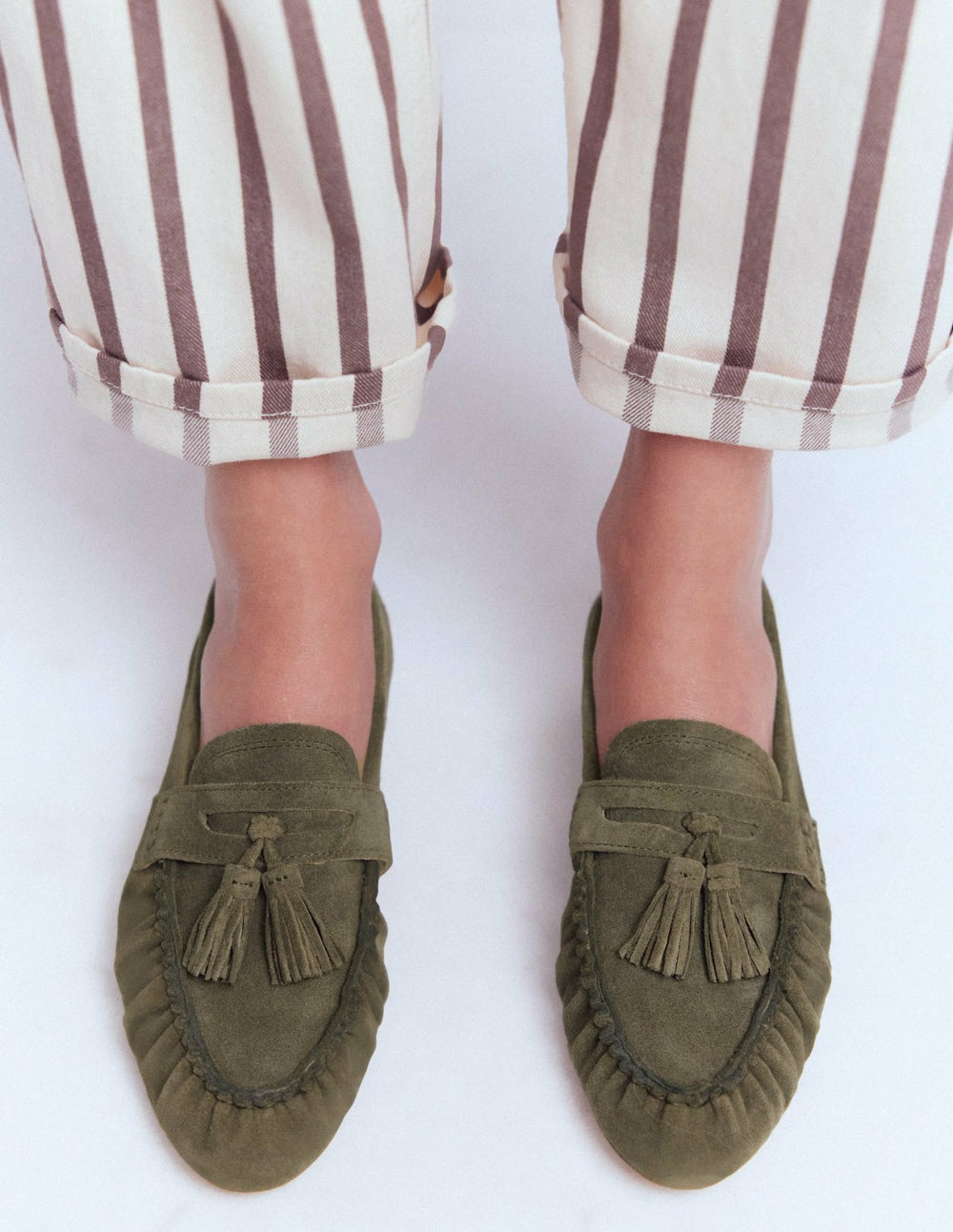 Soft Ruched Loafers-Deep Olive / Boden Sale