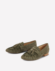 Soft Ruched Loafers-Deep Olive / Boden Sale