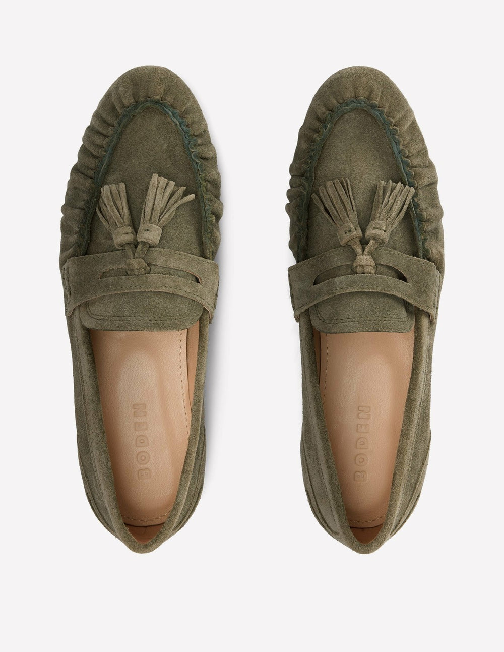 Soft Ruched Loafers-Deep Olive / Boden Sale