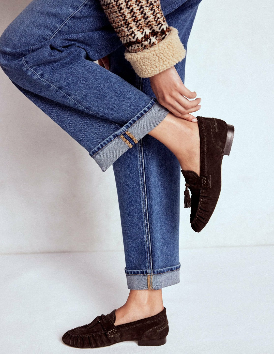 Soft Ruched Loafers-Chocolate / Boden Discount