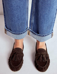 Soft Ruched Loafers-Chocolate / Boden Discount