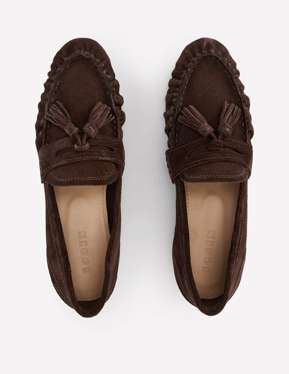 Soft Ruched Loafers-Chocolate / Boden Discount