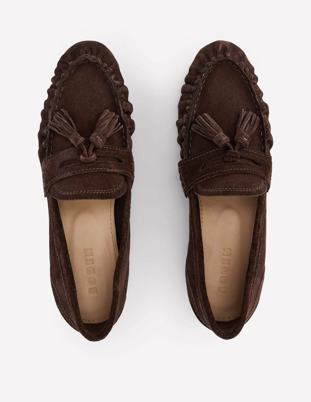 Soft Ruched Loafers-Chocolate / Boden Discount
