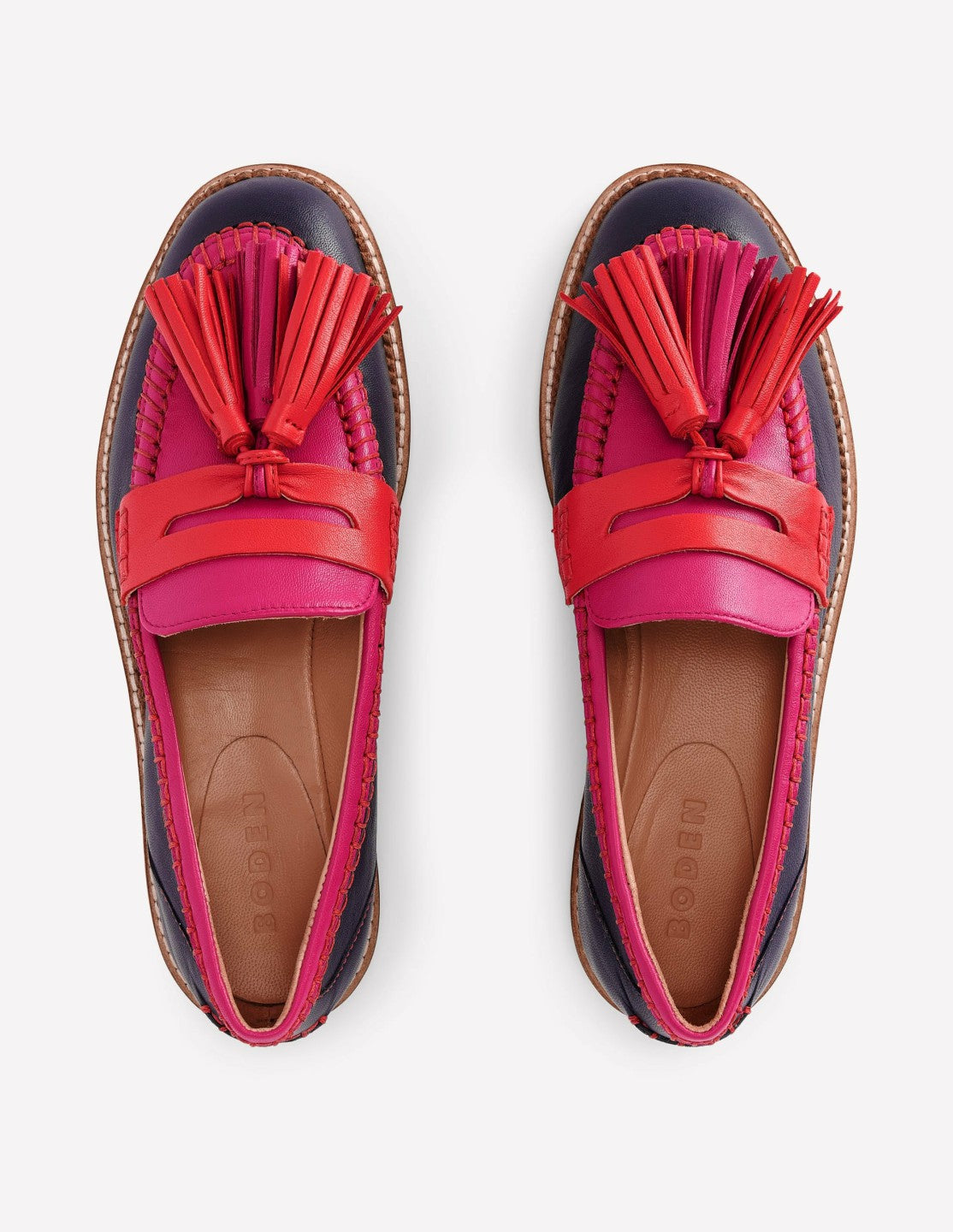 Nya Penny Loafers-Colourblock Tassel / Boden