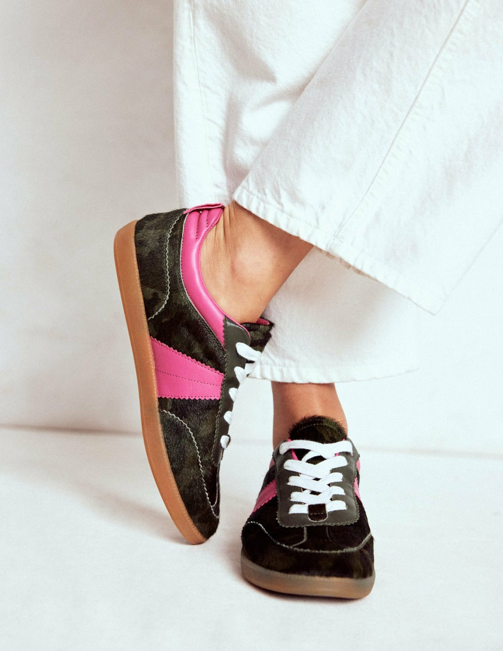 Erin Retro Tennis Trainers-Camo/Pink Peony / Boden Online
