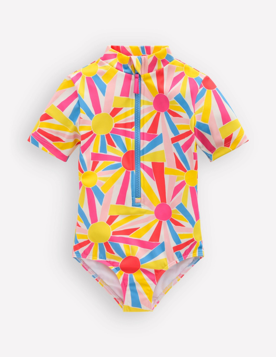 Short-sleeved Swimsuit-Ivory Sunburst / Boden Discount