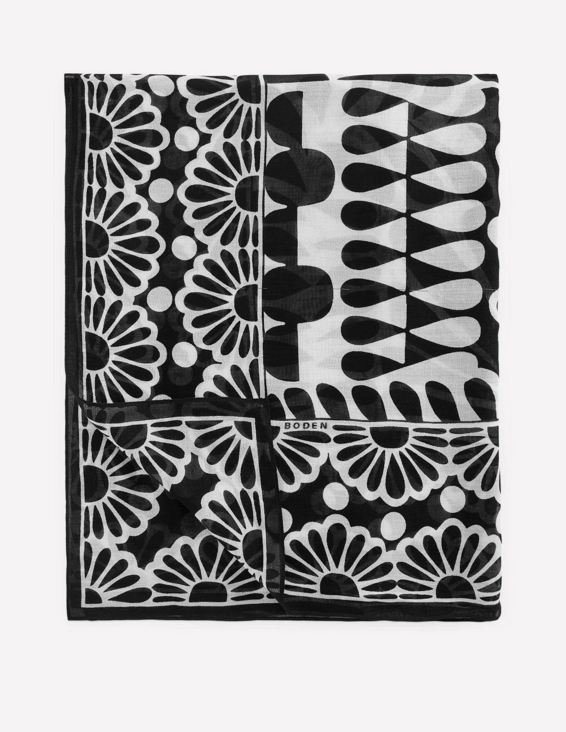 Printed Sarong Scarf-Black, Geo Stamp / Boden Discount