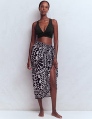 Printed Sarong Scarf-Black, Geo Stamp / Boden Discount