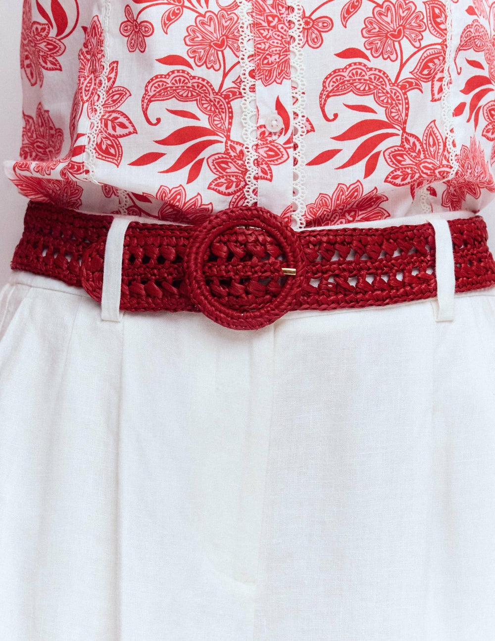Interest Raffia Belt-Red / Boden