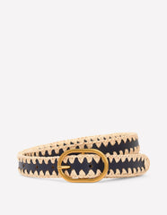 Whipstitch Classic Belt-Navy/Ivory / Boden On sale