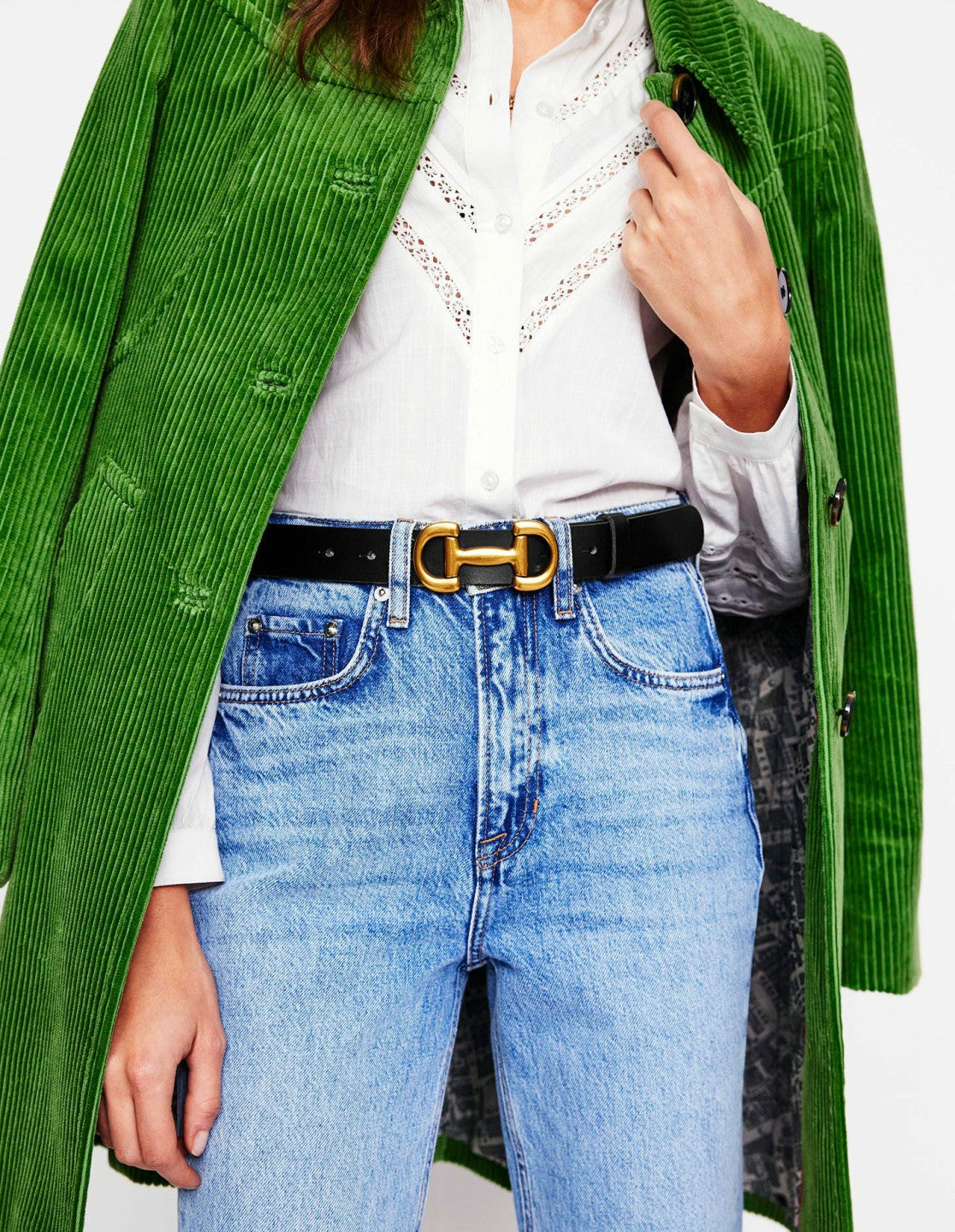 Iris Snaffle-Trim Leather Belt-Black / Boden Sale