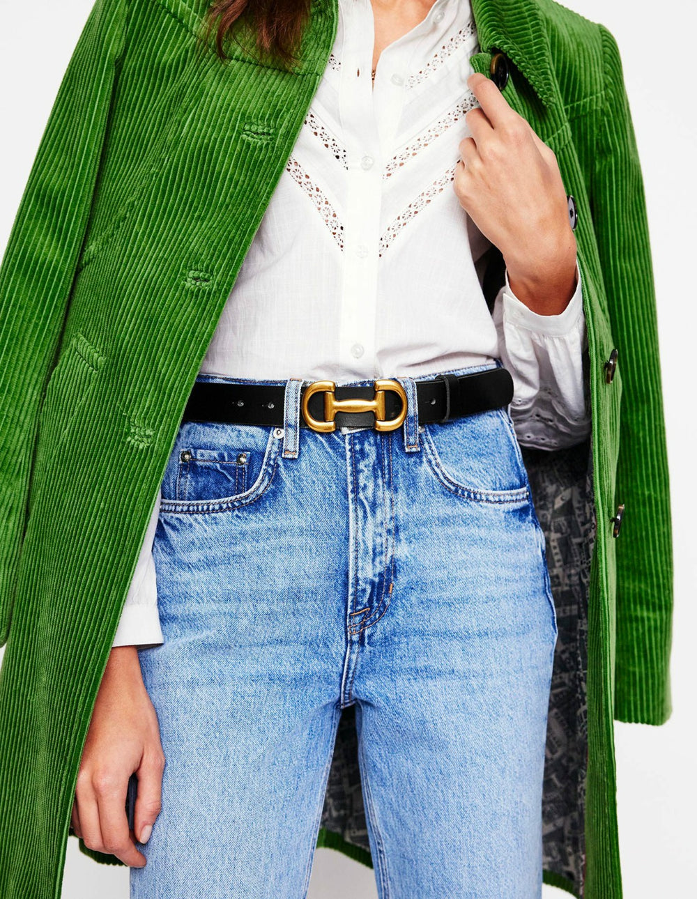 Iris Snaffle-Trim Leather Belt-Black / Boden Sale