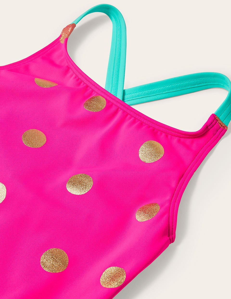 Cross-back Printed Swimsuit-Fuchsia Pink, Gold Foil Spot / Boden