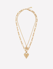 Heart Stamp Layer Necklace-Gold Colour / Boden On sale