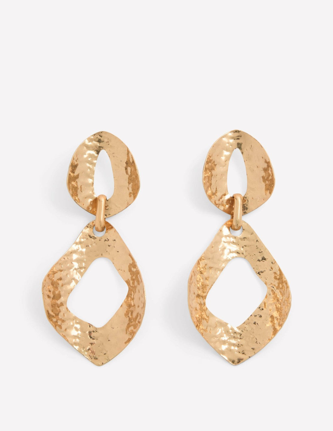 Hammered Double Earrings-Gold Colour / Boden