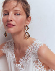 Hammered Double Earrings-Gold Colour / Boden