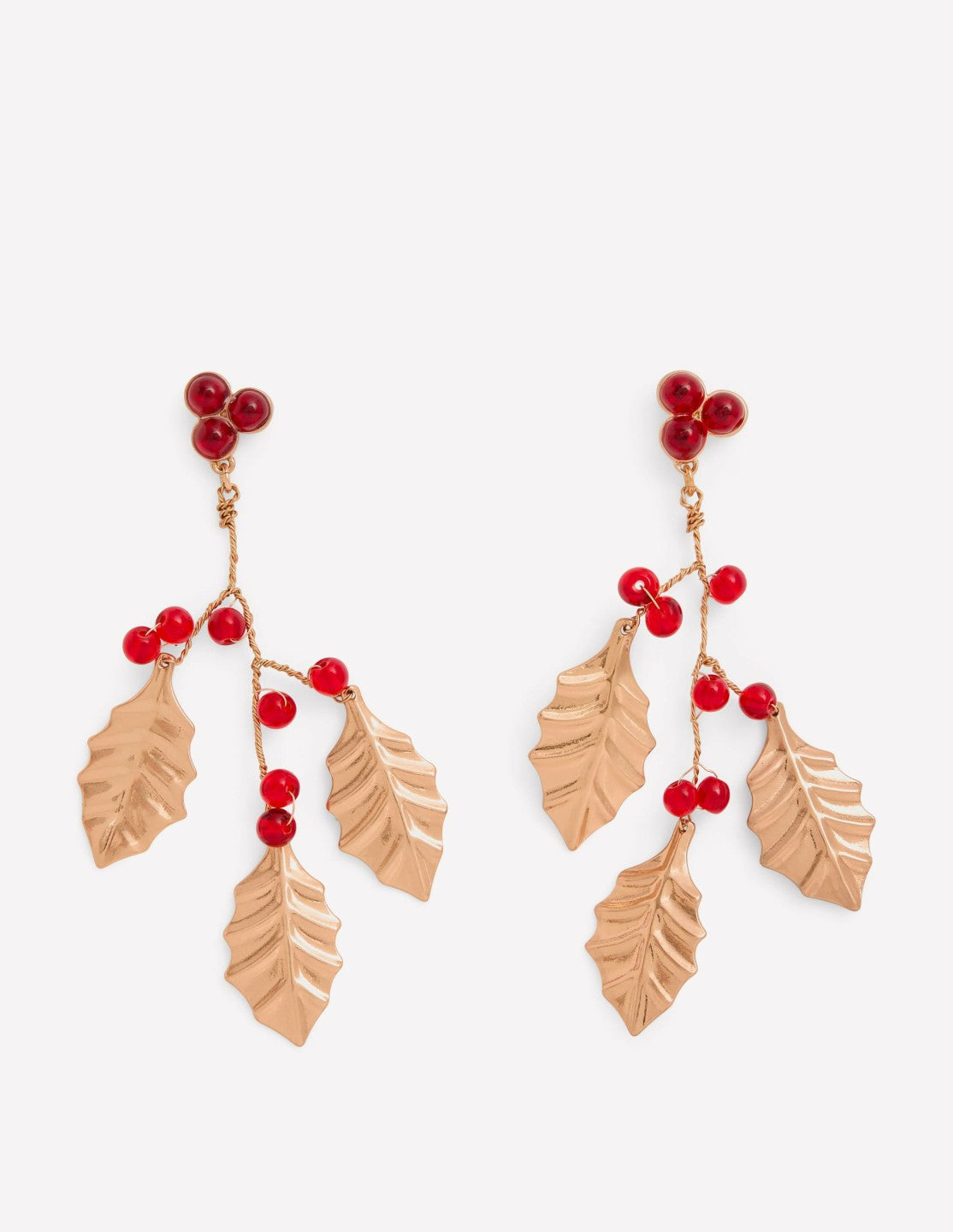 Festive Metal Earrings-Red / Boden Sale