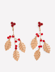 Festive Metal Earrings-Red / Boden Sale