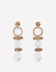 Statement Drop Earrings-Gold Colour/ Faux Pearl / Boden Discount