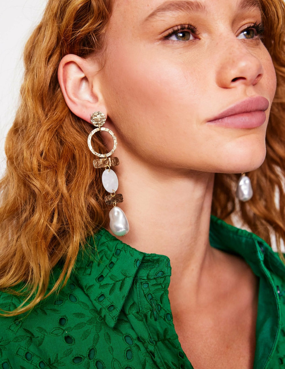 Statement Drop Earrings-Gold Colour/ Faux Pearl / Boden Discount