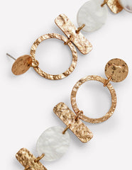 Statement Drop Earrings-Gold Colour/ Faux Pearl / Boden Discount
