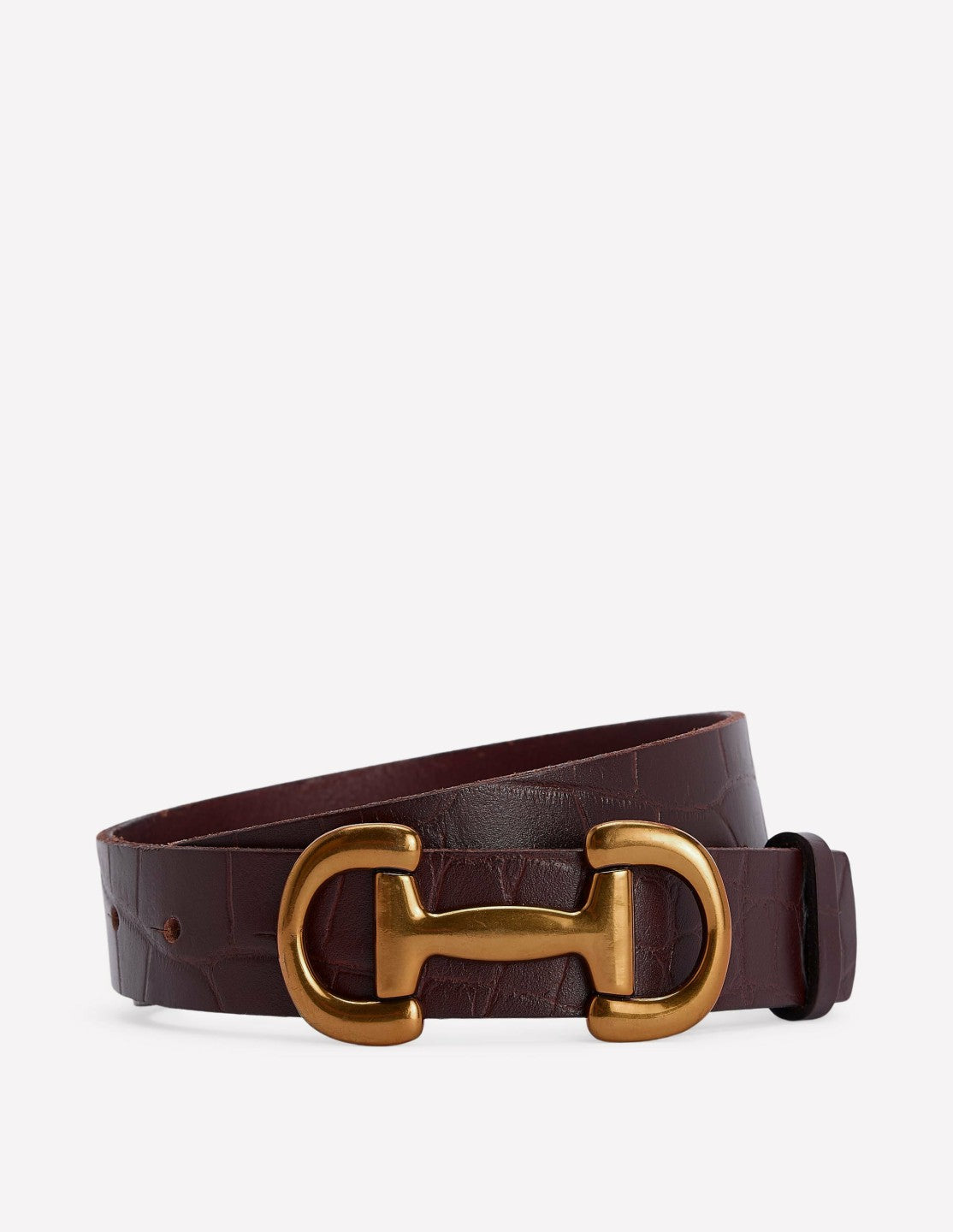 Iris Snaffle-Trim Leather Belt-Croc / Boden Discount