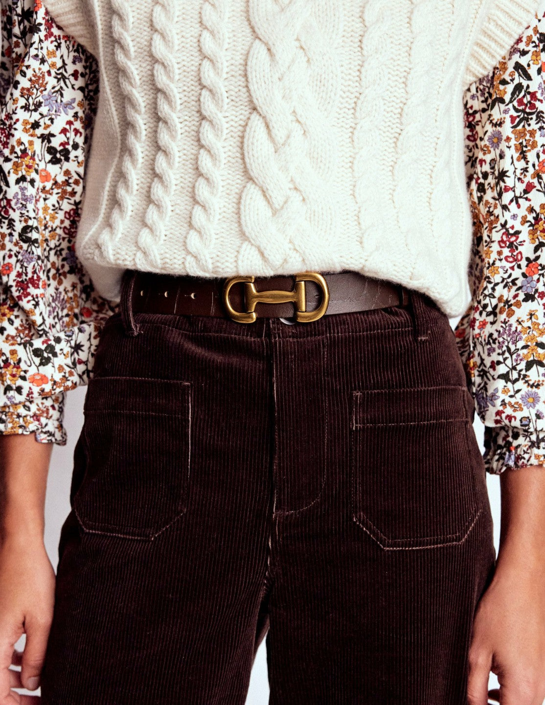 Iris Snaffle-Trim Leather Belt-Croc / Boden Discount