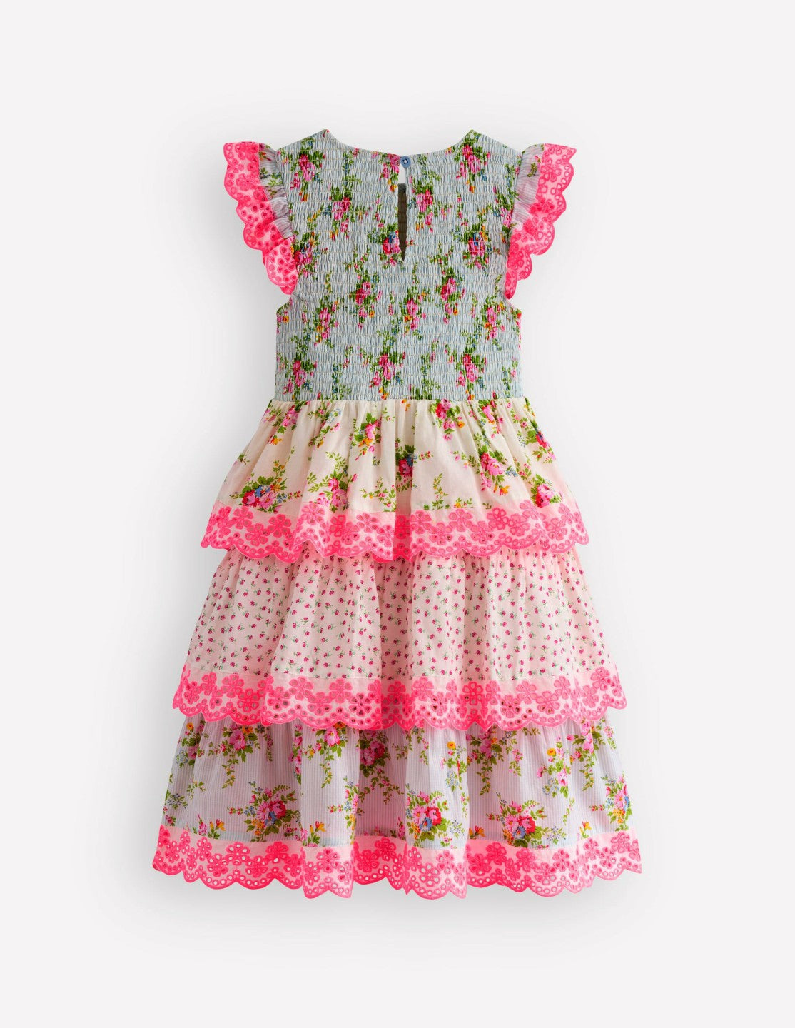 Tiered Lace Trim Dress-Festival Pink Ditsy Rose / Boden Sale