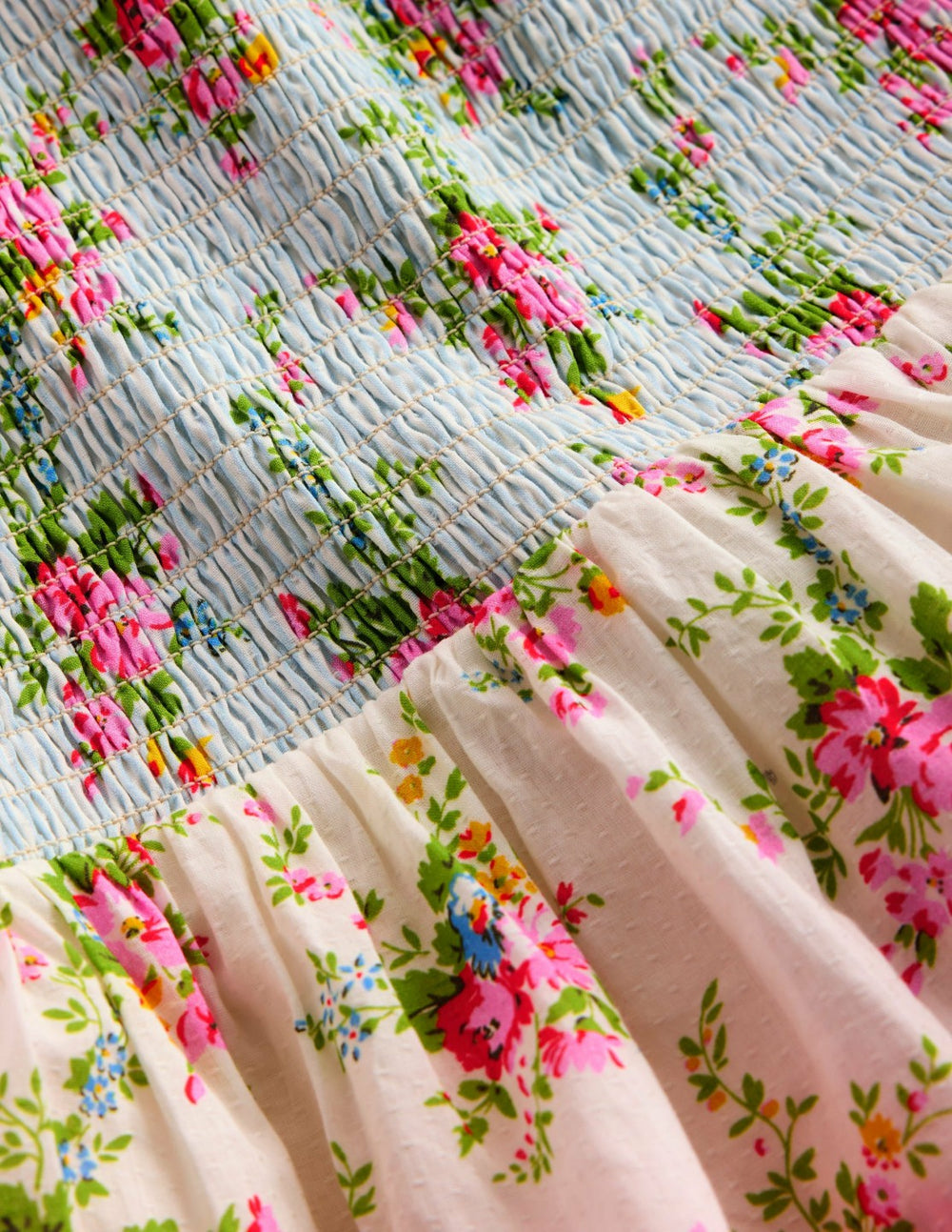 Tiered Lace Trim Dress-Festival Pink Ditsy Rose / Boden Sale