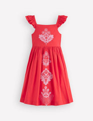 Annalisa Twirly Sundress-Spicy Red Embroidery / Boden Online